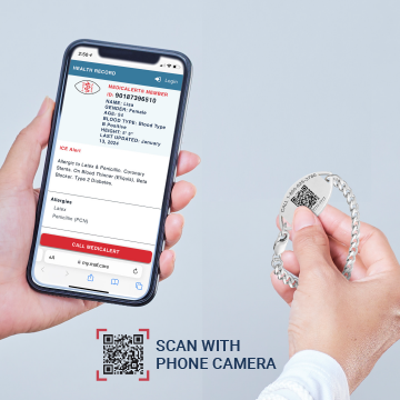 QR Code Classic Embossed Medical ID Bracelet Sterling Silver, Silver, large image number 3